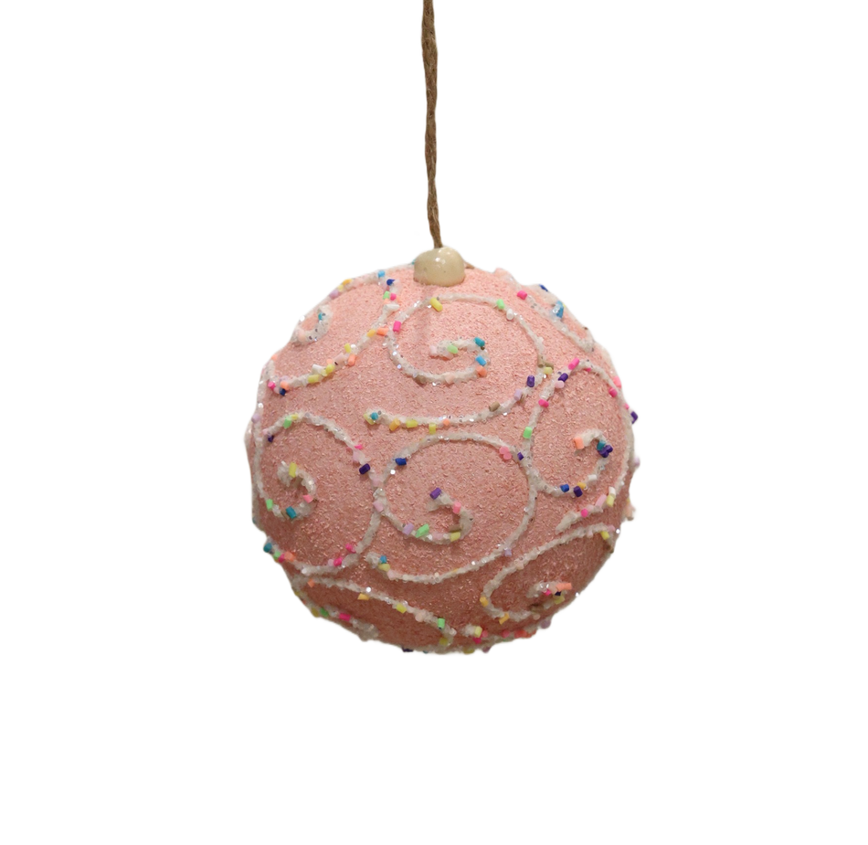 XMAS GLOB ROZ CU MARGELE COLORATE 10 CM