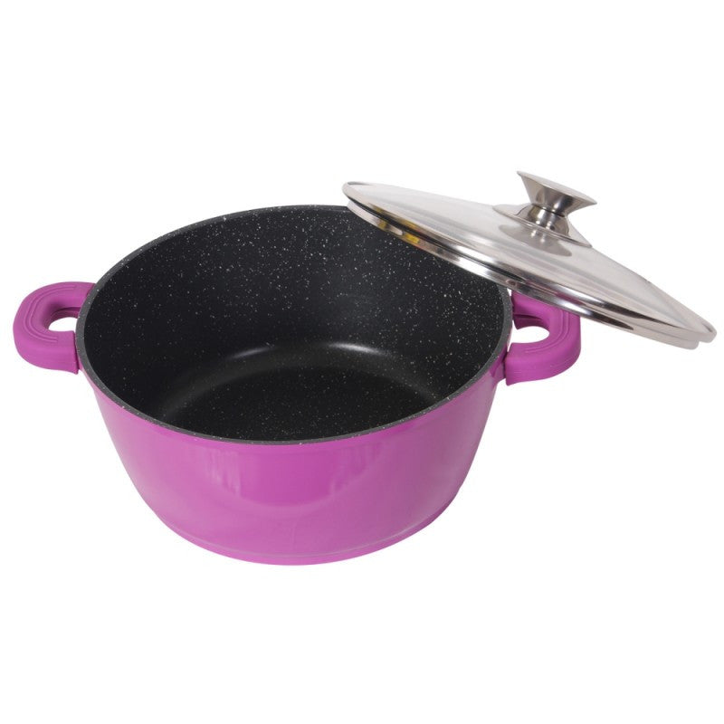 Cratita Aluminiu Turnat, Interior Ceramic Cu Capac Sticla, 3.5l