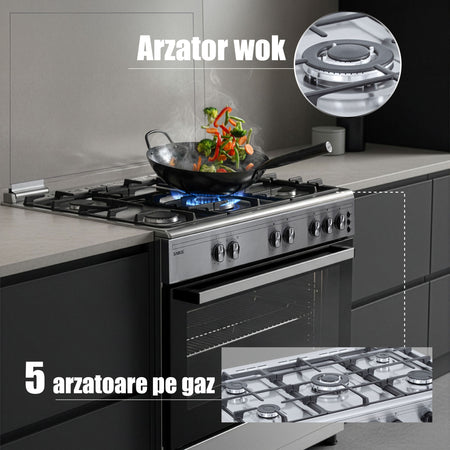 Aragaz Pe Gaz Samus, 5 Arzatoare, 92l , Aprindere Electrica,  90cm