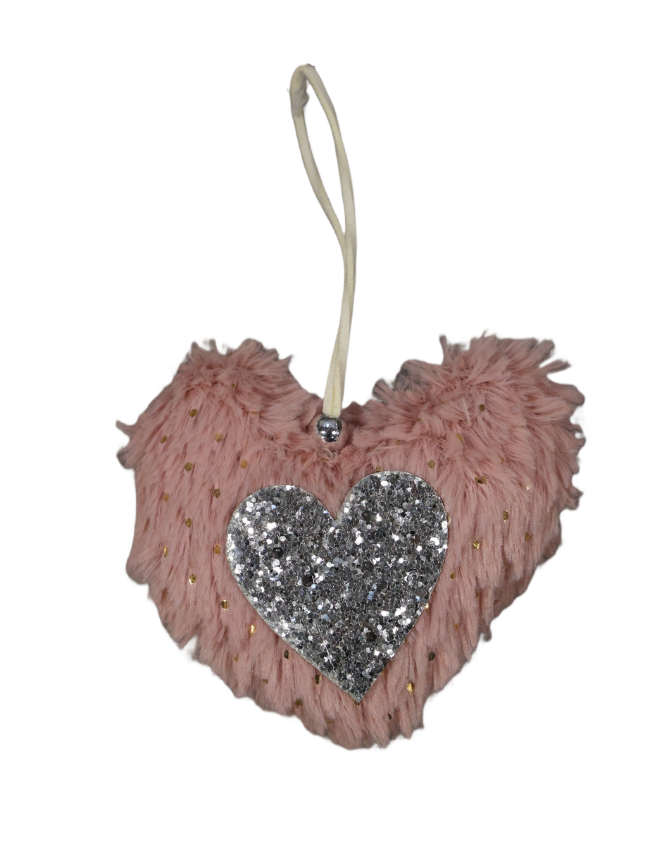 Ornament De Agatat Inima Roz Cu Argintiu, Blanita Xmas