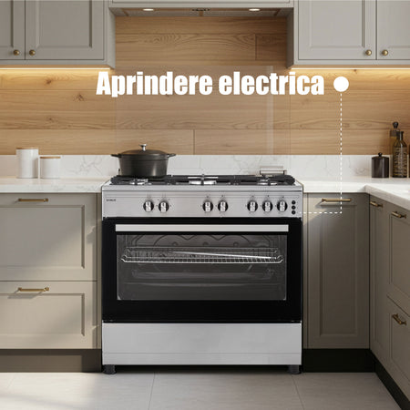 Aragaz Pe Gaz Samus, 5 Arzatoare, 92l , Aprindere Electrica,  90cm