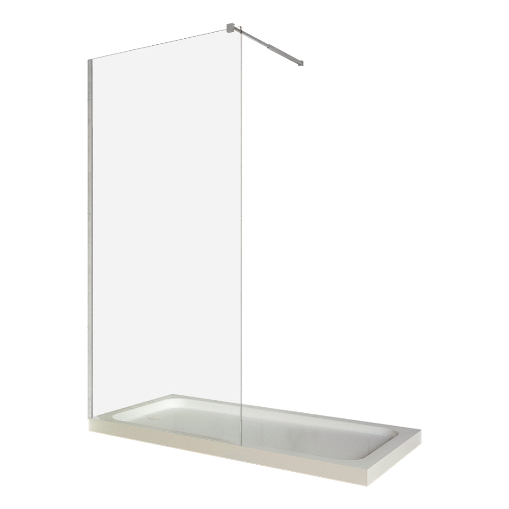 Paravan duș walk-in / perete duș, sticlă transparentă 8 mm, profil crom, tija extensibilă, 100 × 200 cm Celesta 276965