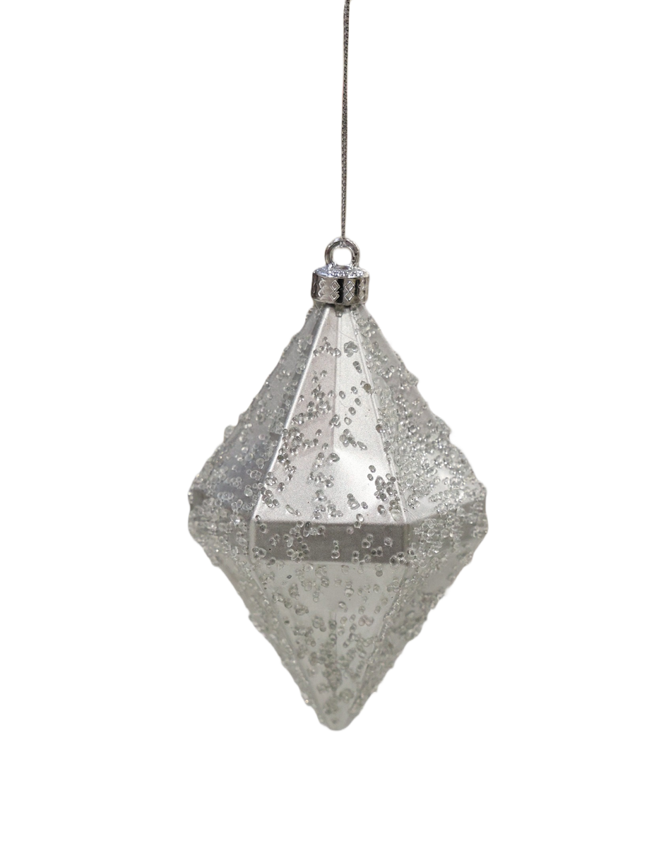 Xmas Ornament Glob Argintiu Prafuit, Diamant Plastic