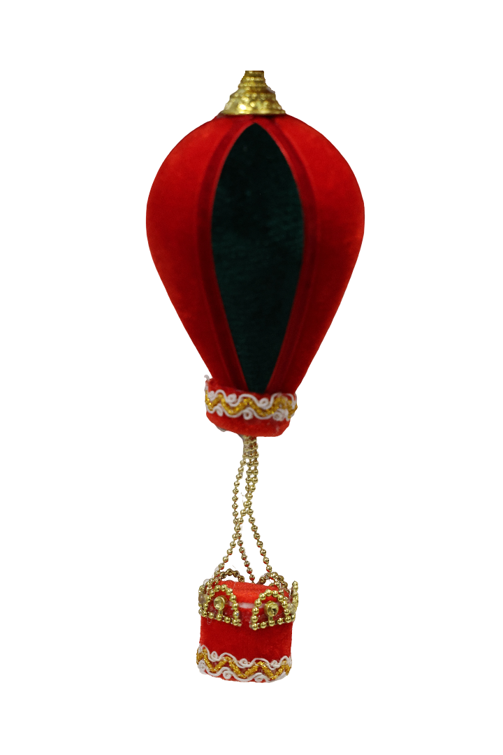 XMAS ORNAMENT DE AGATAT BALON ROSU CU VERDE DIN CATIFEA