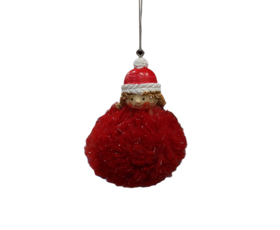 Xmas Figurina Copii De Agatat Alb Roz Cu Ciucuras Ab