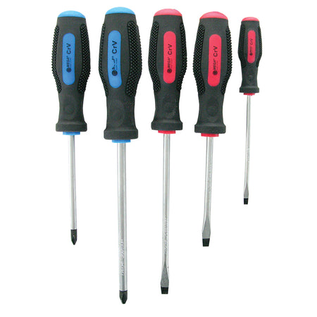Set șurubelnițe CR-V, mâner cauciuc, 5 piese MEGA 10051