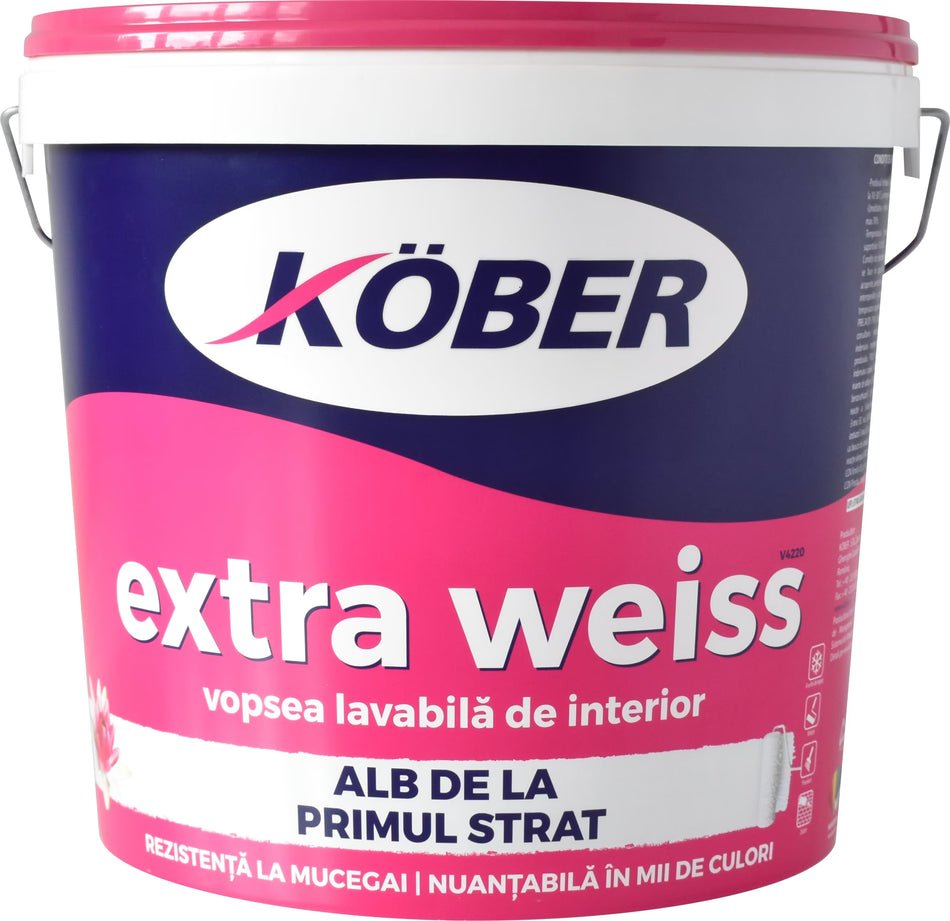 Vopsea Lavabila Extra Weiss 15 L Pachet