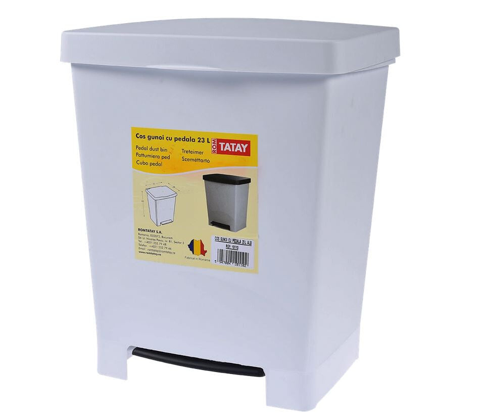 Cos Gunoi Cu Pedala  Alb, 25l