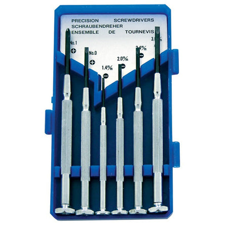 Set șurubelnițe precizie CR-V, 6 piese, cutie plastic MEGA 10206