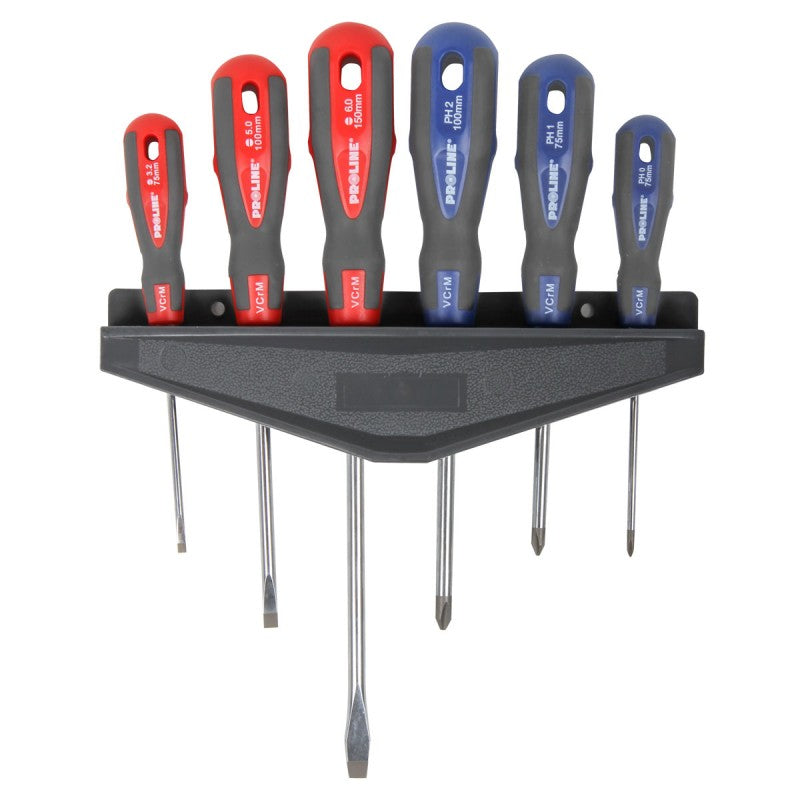 Set șurubelnițe 6 piese cu mâner soft-touch, vârf magnetic CR-VA-MO PROLINE 10207