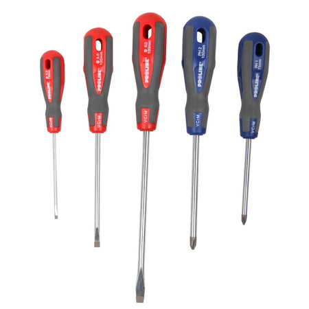 Set șurubelnițe CR-VA-MO cu mâner soft-touch, 5 piese PROLINE 10208