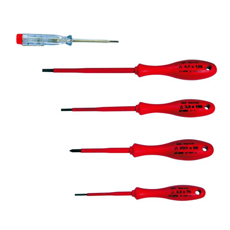Set șurubelnițe izolate PVC cu tester, 5 piese POLONIA 10502