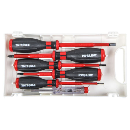 Set șurubelnițe izolate cu mâner cauciuc și tester electric PROLINE 10510