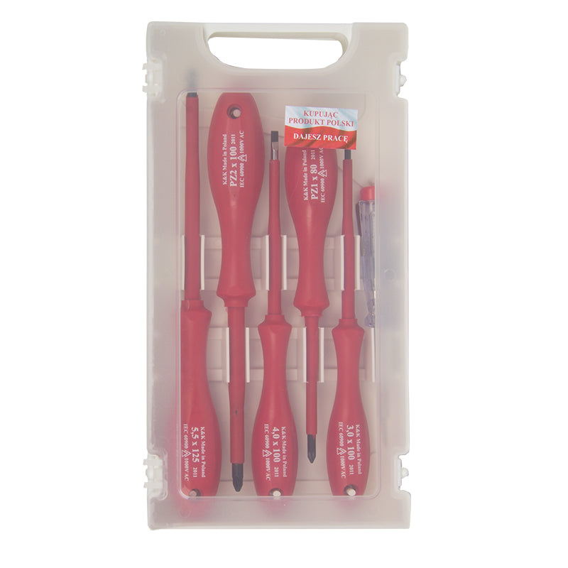 Set de șurubelnițe cu izolație din PVC și tester de curent, 5 piese, 10540