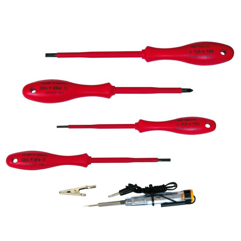 Set de șurubelnițe cu izolație din PVC și tester de curent, 5 piese, 10540