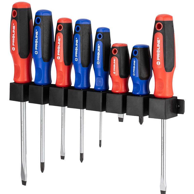 Set șurubelnițe S2 cu mâner soft-touch și suport, 8 piese PROLINE 10685