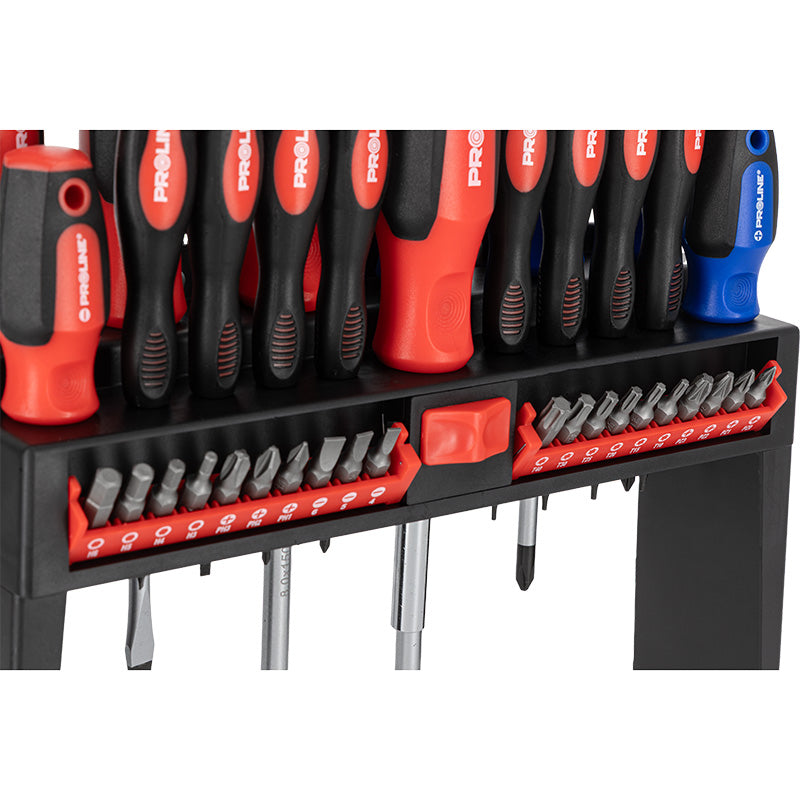 Set șurubelnițe S2, mâner soft-touch, cu stand, 37 piese PROLINE 10687