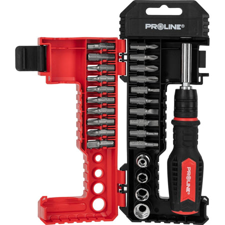 Set vârfuri și tubulare cu șurubelniță 25 piese pentru PH, plat, hex și torx PROLINE 10716