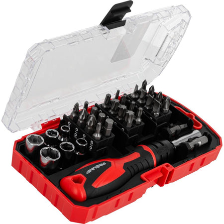 Set varfuri și tubulare cu șurubelniță, 33 piese, biți oțel S2, PROLINE 10721