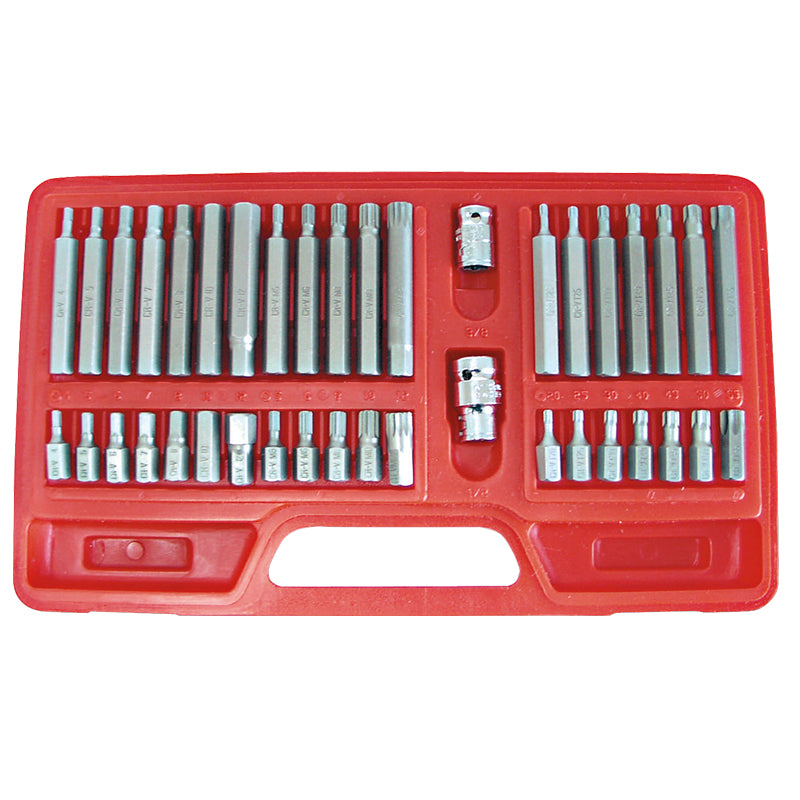 Set vârfuri canelate și Torx CR-V, 40 piese, adaptoare incluse MEGA 10740