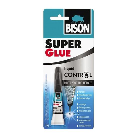 Adeziv instant cianoacrilat - BISON Super Glue Control, 3g, pentru reparații rapide