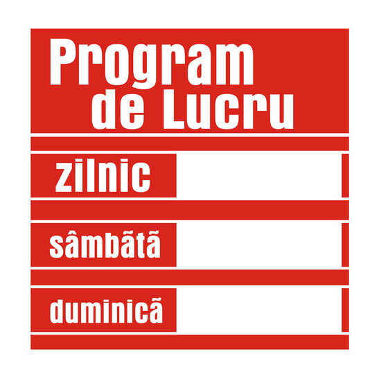 Indicator program de lucru PVC 20 × 20 cm, grosime 1 mm