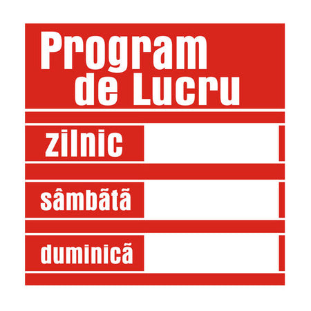Indicator program de lucru PVC 20 × 20 cm, grosime 1 mm