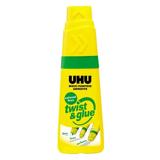 Adeziv universal fără solvent UHU Twist&Glue, 90 ml, pentru școală și birou