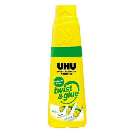 Adeziv universal fără solvent UHU Twist&Glue, 90 ml, pentru școală și birou
