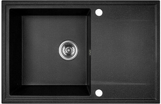 Chiuveta Granit Pe Blat, 1cuva+ Picurator, 670x440x180mm,+ Baterie, Negru