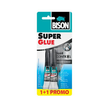 Adeziv cianoacrilat - Super Glue Control BISON, set 2x3g, uz casnic și reparații