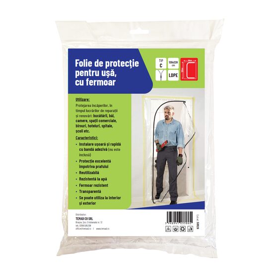 Folie de protecție pentru ușă cu fermoar tip C de 1,2 m × 2,2 m