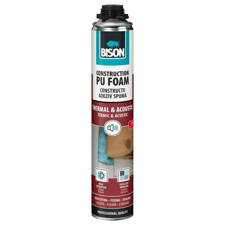 Spumă poliuretanică pentru pistol, izolare termică și acustică, 850 ml, BISON