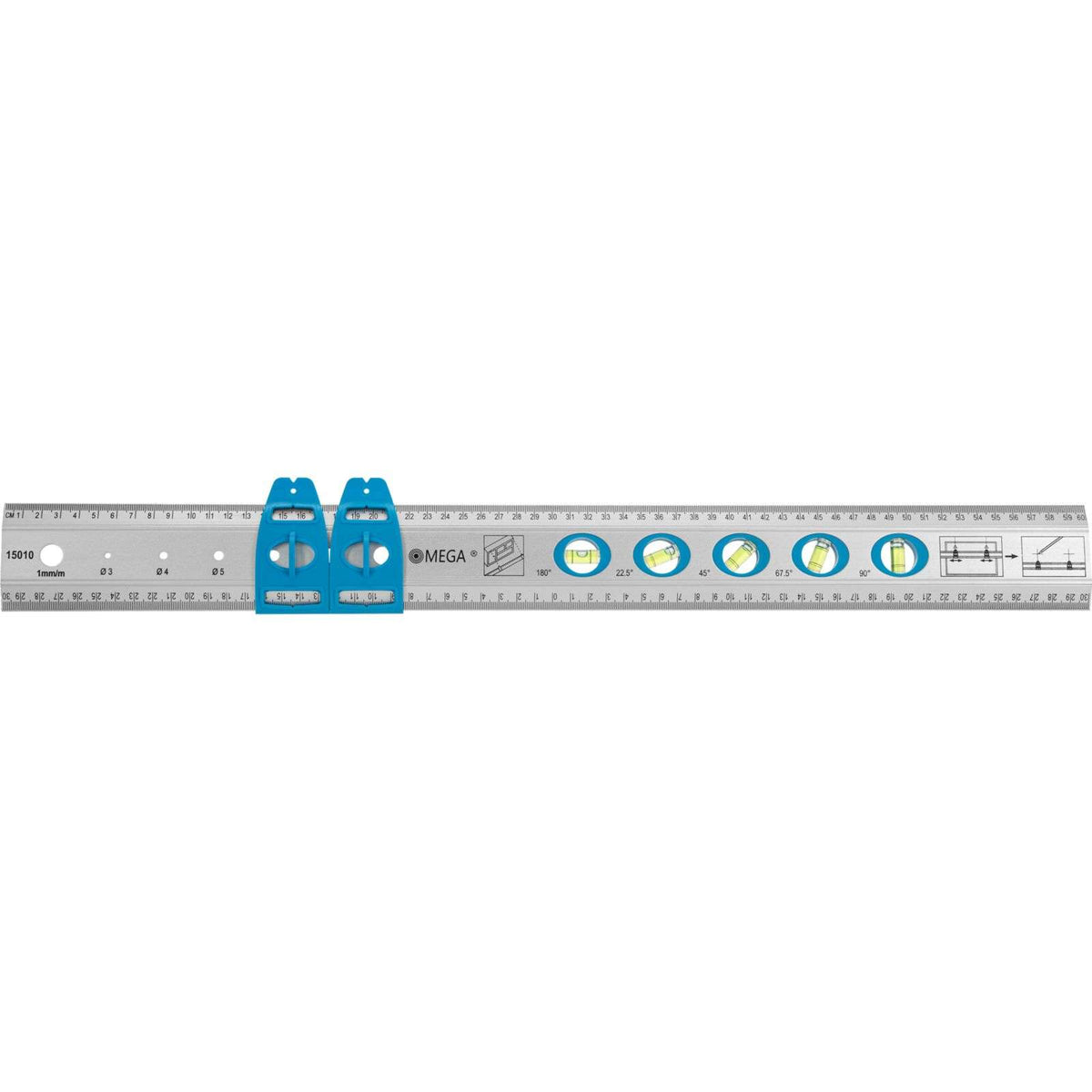 Riglă aluminiu cu scară metrică și boloboace, 600 mm MEGA 15010