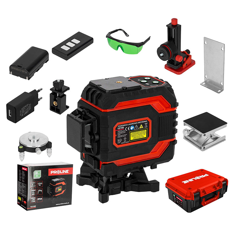 Nivela laser autonivelantă 360° 3D, fascicul verde, 25 m, Li-Ion, PROLINE 15192