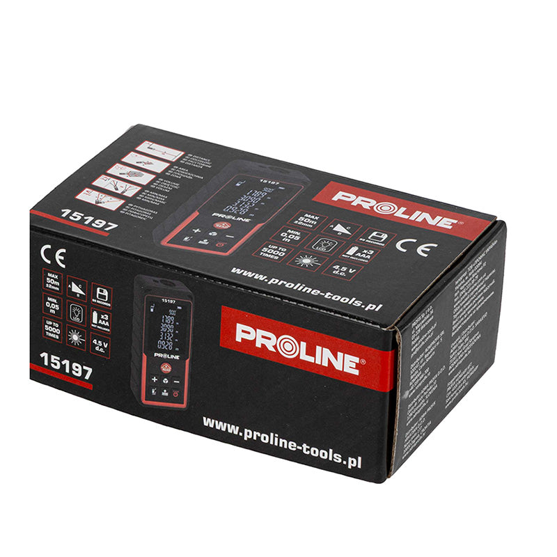 Telemetru laser multifunctional PROLINE cu afisaj iluminat si memorie 99 masuratori, cod furnizor
