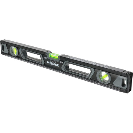 Nivelă premium PROLINE cu mânere și 3 bule, profil aluminiu, precisă