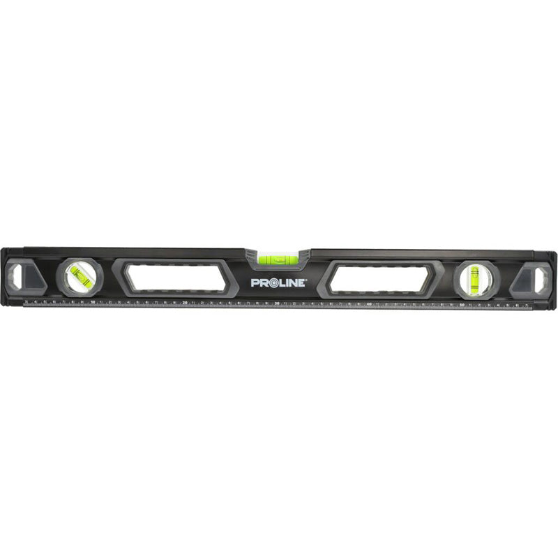 Nivelă premium PROLINE cu mânere și 3 bule, profil aluminiu, precisă