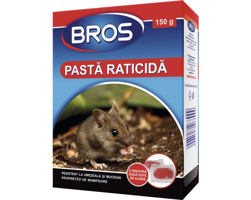 Pasta Raticida Impotriva Soarecilor Si A Sobolanilor Bros,150g, 15 Plicuri 10g