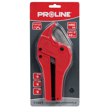 Clește tăiere țeavă PVC/PP/PE, mecanism clichet, max 42 mm PROLINE 17201