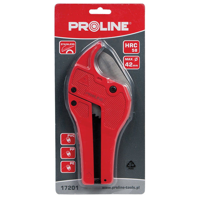 Clește tăiere țeavă PVC/PP/PE, mecanism clichet, max 42 mm PROLINE 17201