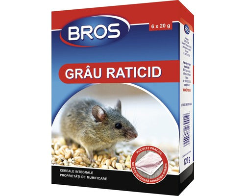 Grau Raticid Impotriva Soarecilor Si Sobolanilor 120g Bros ,6 Plicuri 20g