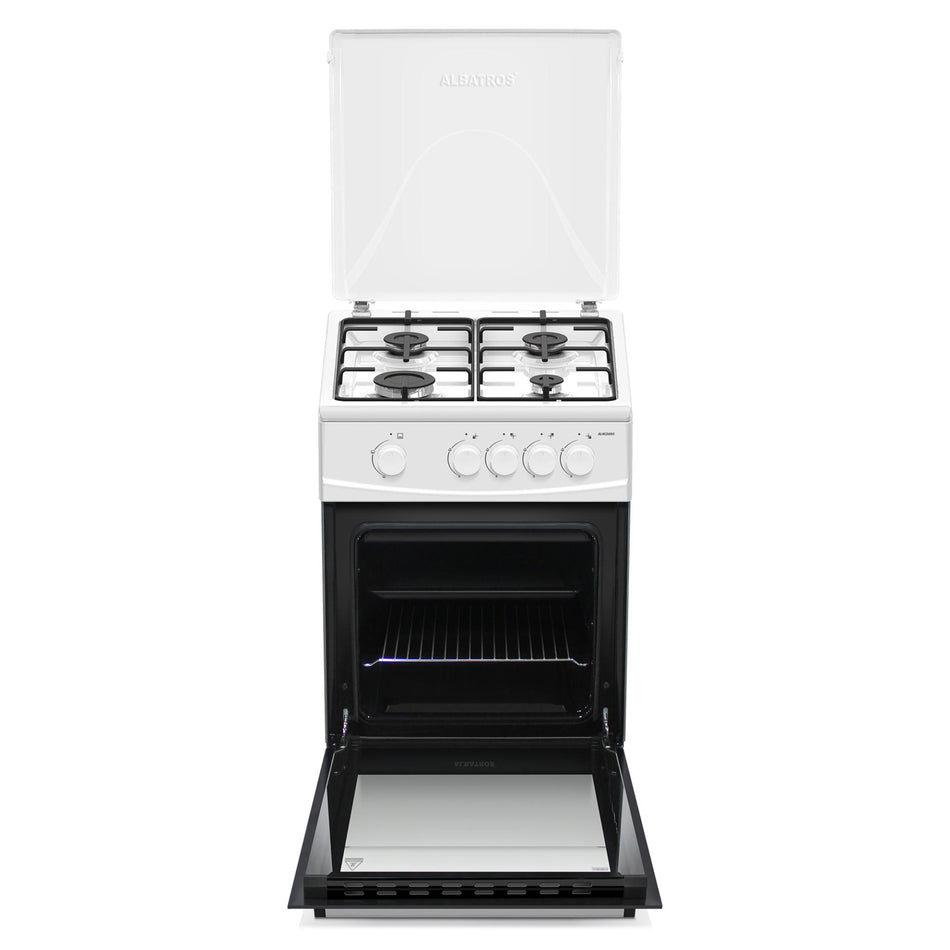 Aragaz Pe Gaz Albatros 4 Arzatoare, Cuptor Pe Gaz 52l Alb