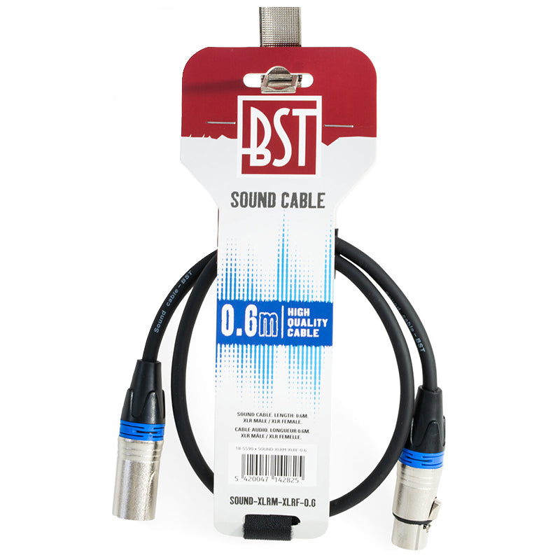 Cablu profesional XLR tata la XLR mama 0.6 m BST 18-5590