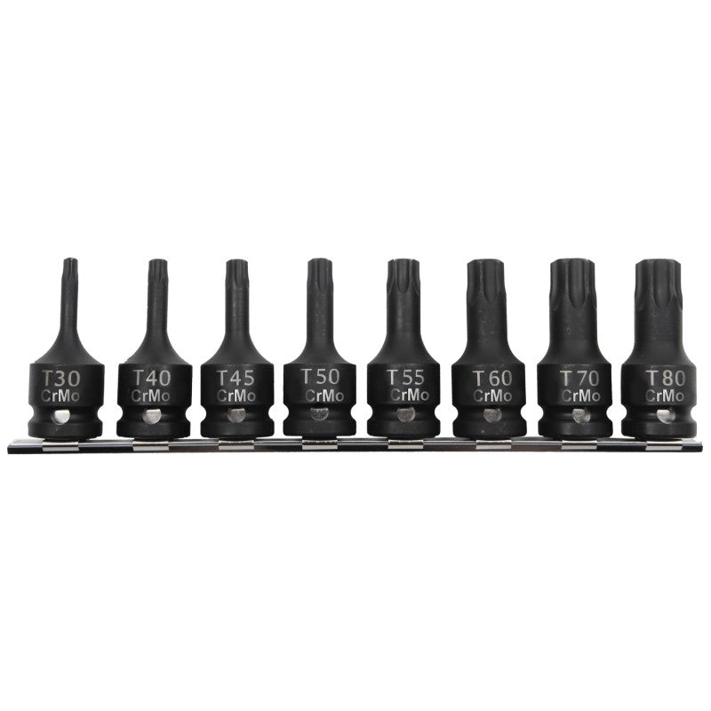 Trusă tubulare impact Torx T30-T80 8 piese oțel crom-molibden PROLINE 18493
