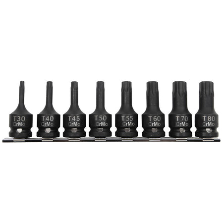 Trusă tubulare impact Torx T30-T80 8 piese oțel crom-molibden PROLINE 18493