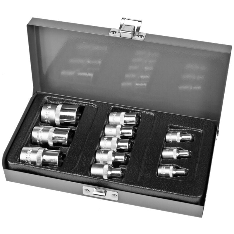 Trusă tubulare Torx cu adaptoare E4-E20, 11 piese, PROLINE 18711