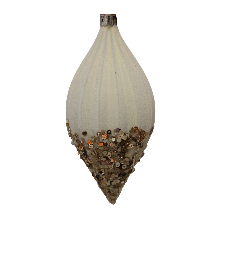 Xmas Ornament De Agatat Glob Fus Rosu/crem Din Plastic Cu Paiete