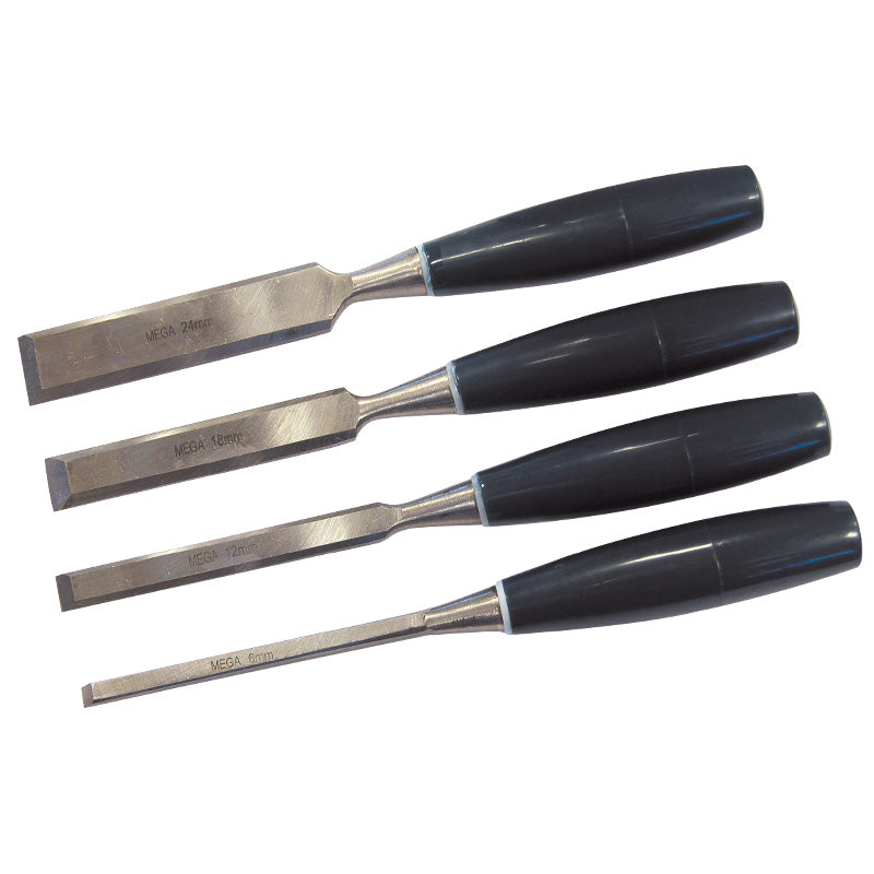 Set dălți lemn cu mâner plastic, 4 piese, margini teșite MEGA 19004