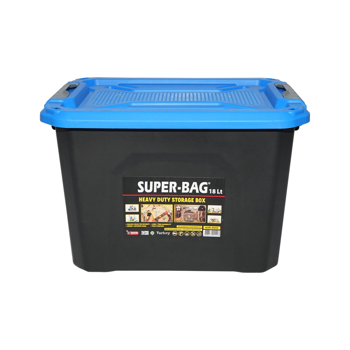Lada Depozitare Heavy Duty 18l Cu Capac, Albastra 385x295x260mm B G